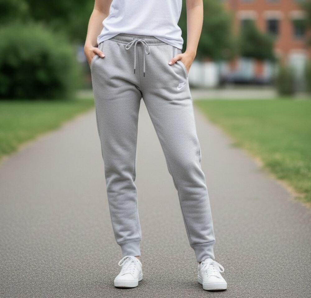 NWT Nike Jogger Sweatpants Womens S Gray Fleece Standard Fit Mid Rise Sports